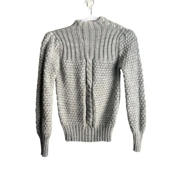Vintage Wool Blend Long Sleeve Knit Sweater Women's M Gray High Neck Lightweight - Picture 1 of 5